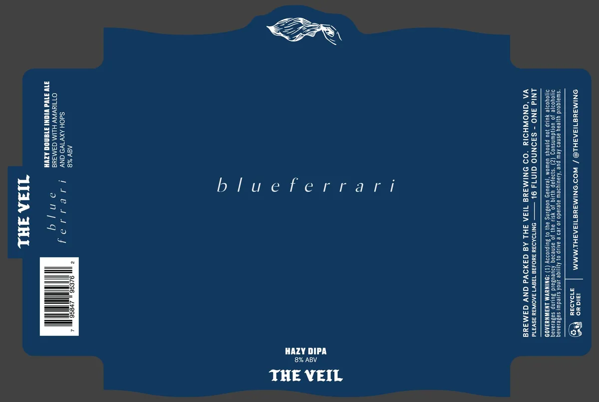 Blueferrari — full label as filed with TTB