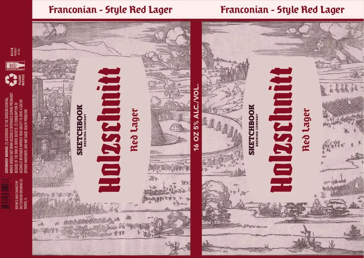 Holzschnitt Red Lager label