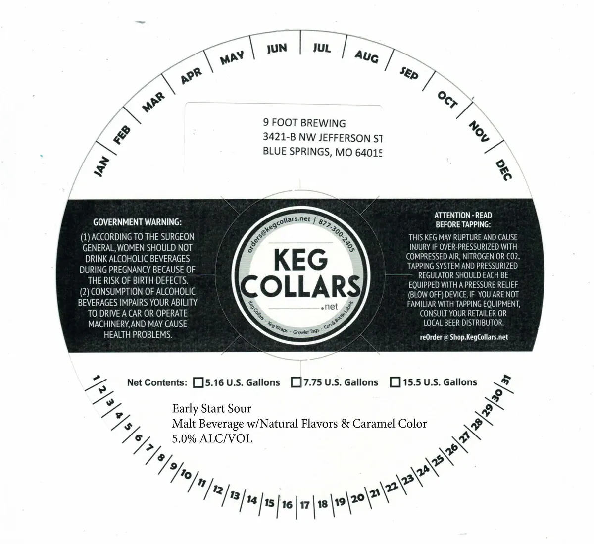 Early Start Sour — full label as filed with TTB