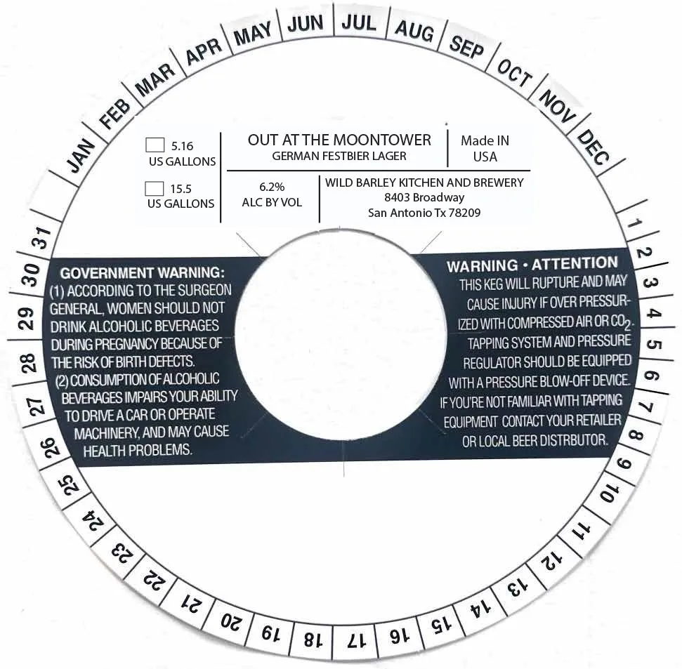 Out At The Moontower — full label as filed with TTB