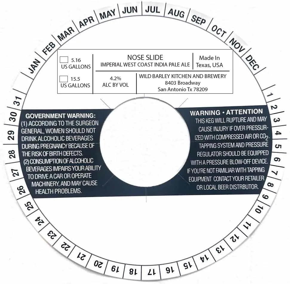 Nose Slide — full label as filed with TTB