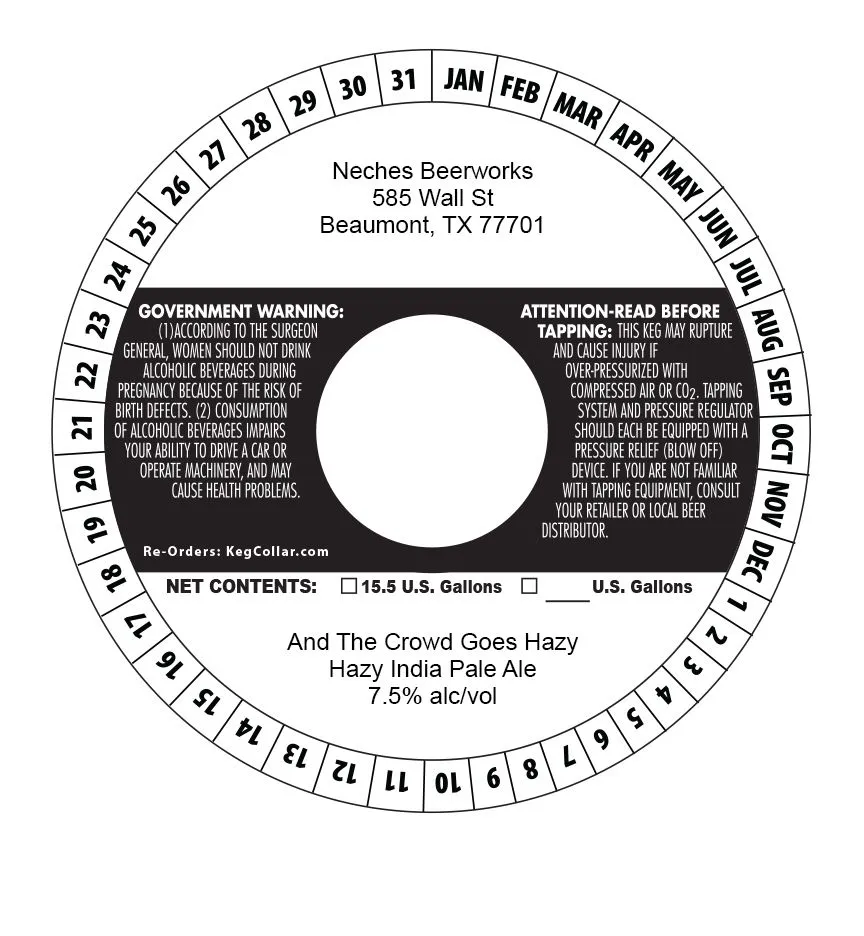 And The Crowd Goes Hazy — full label as filed with TTB