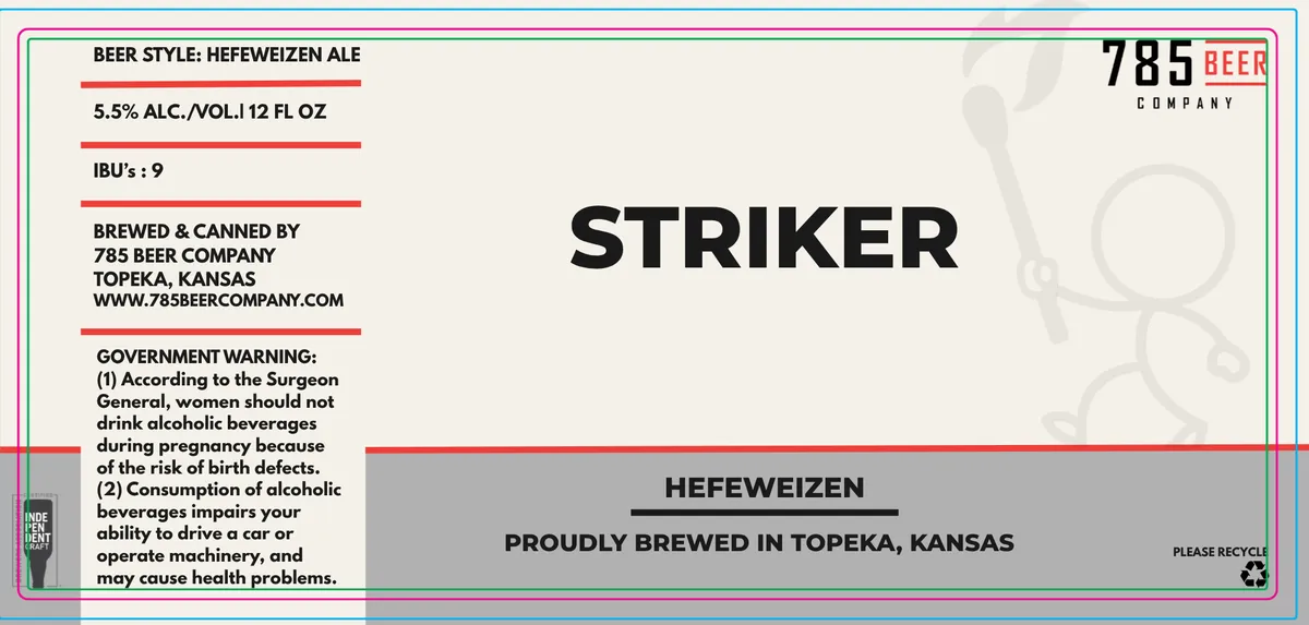 Striker — full label as filed with TTB