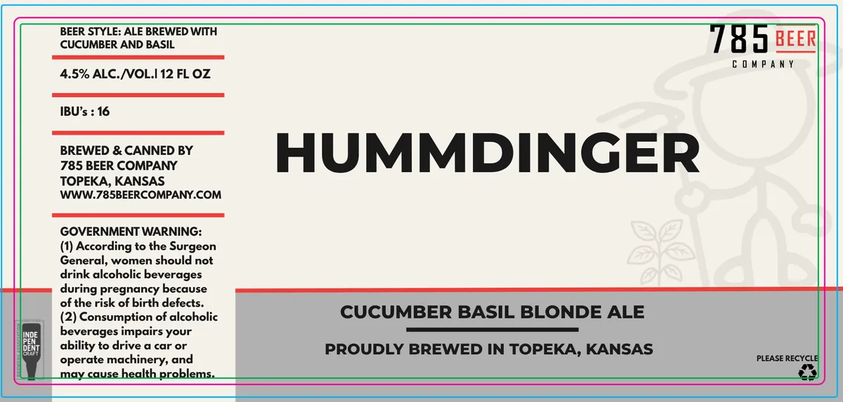 Hummdinger — full label as filed with TTB