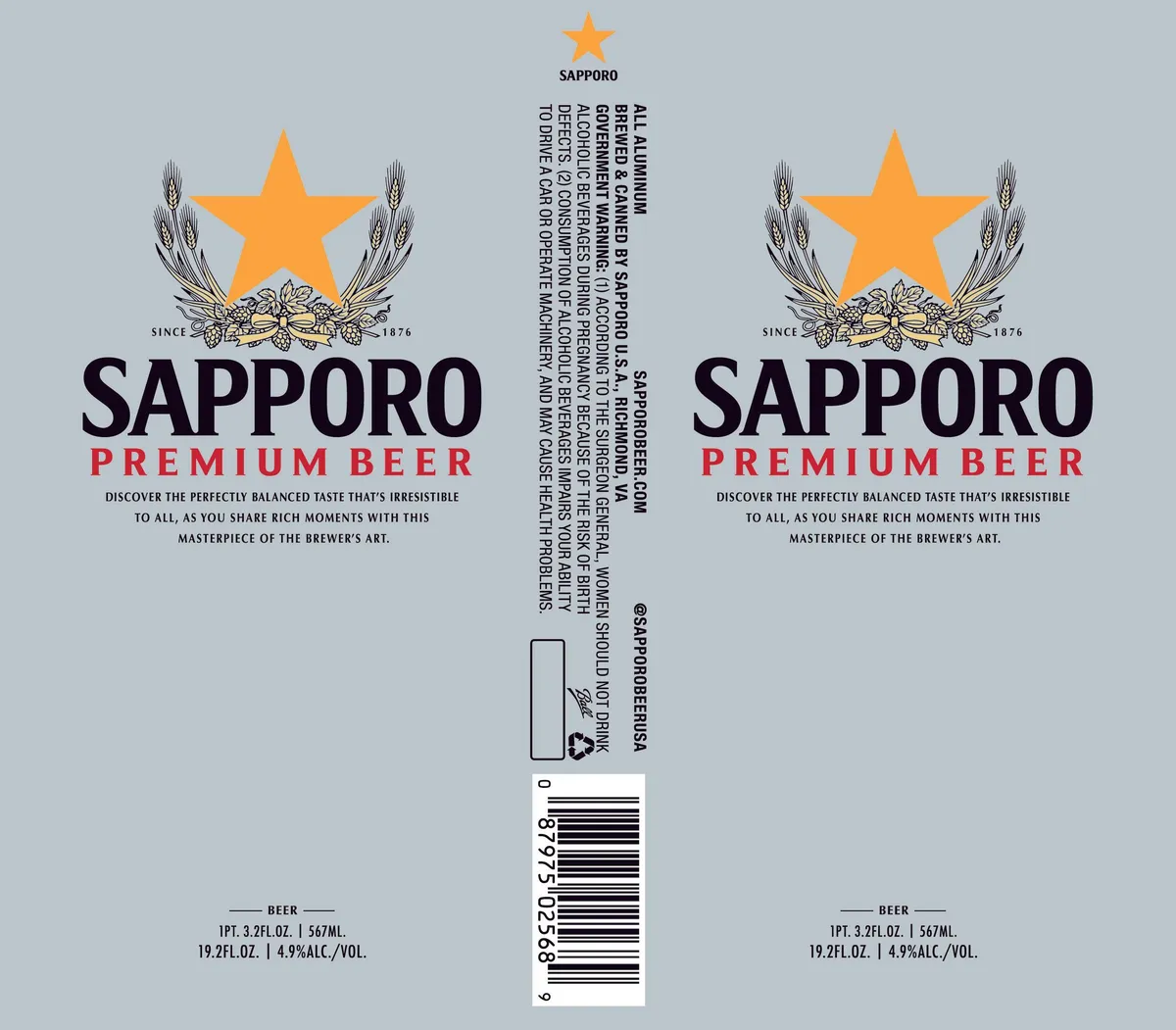 Sapporo Premium Beer — full label as filed with TTB
