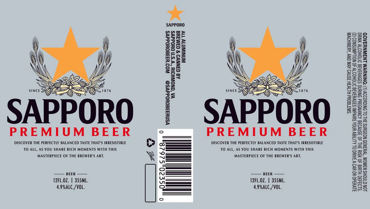 Sapporo Premium Beer — full label as filed with TTB