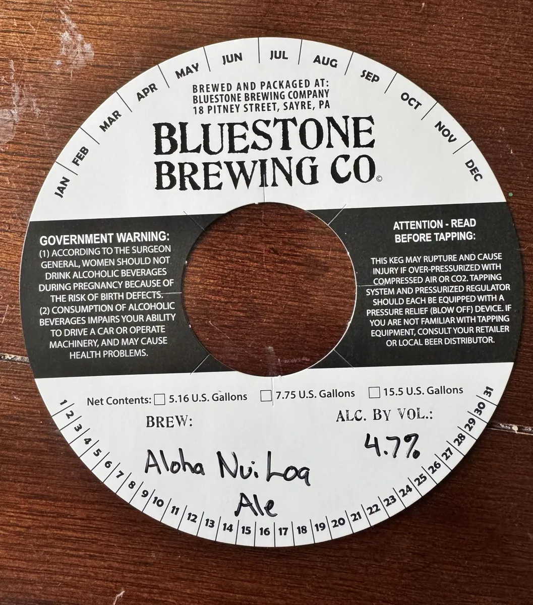 Aloha Nui Loa Ale — full label as filed with TTB
