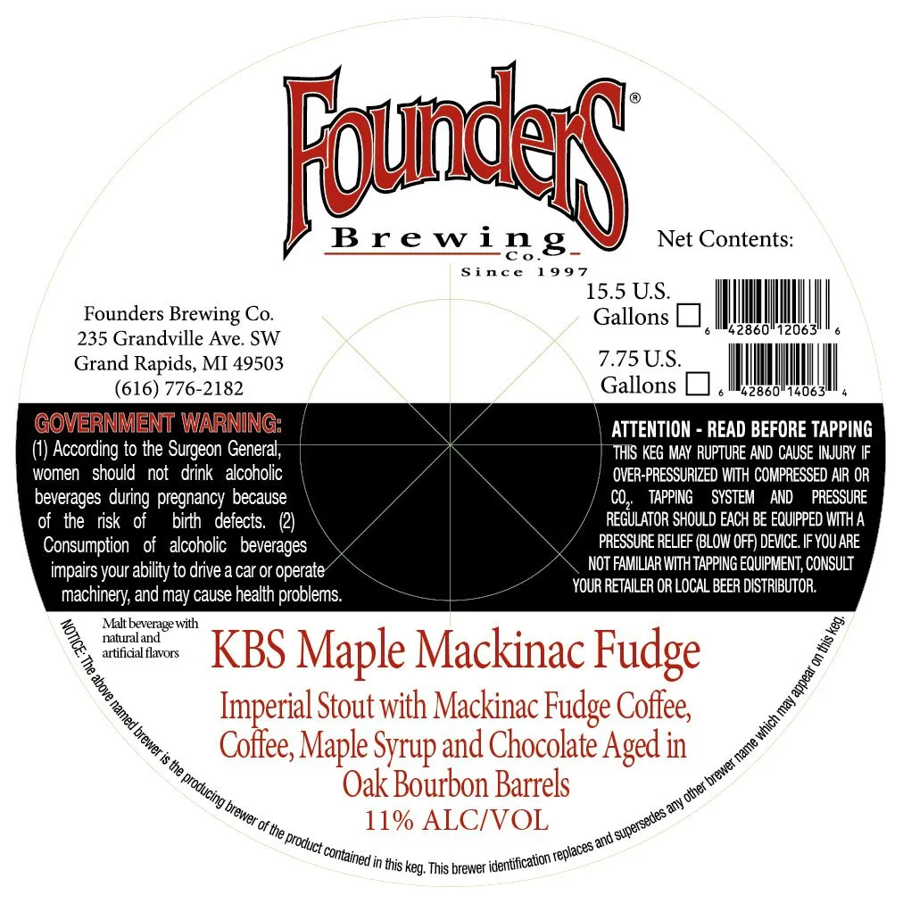 KBS Maple Mackinac Fudge — full label as filed with TTB