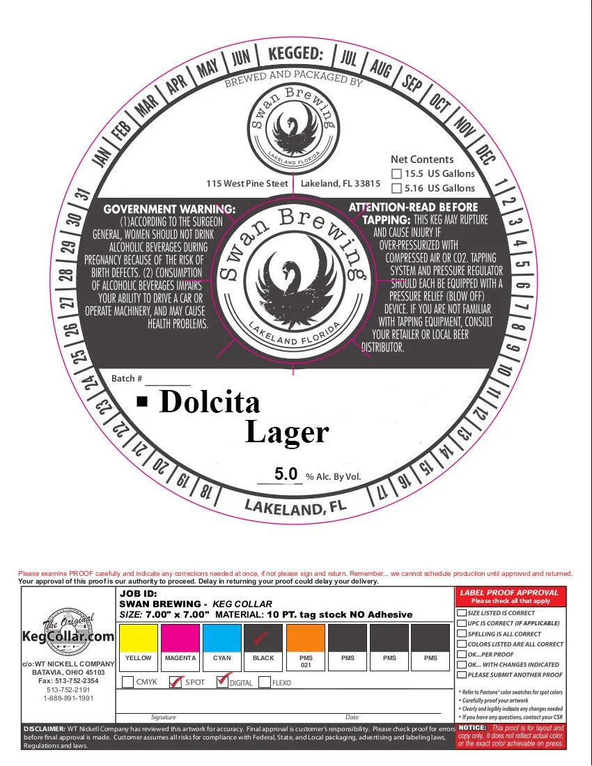 Dolcita Lager — full label as filed with TTB