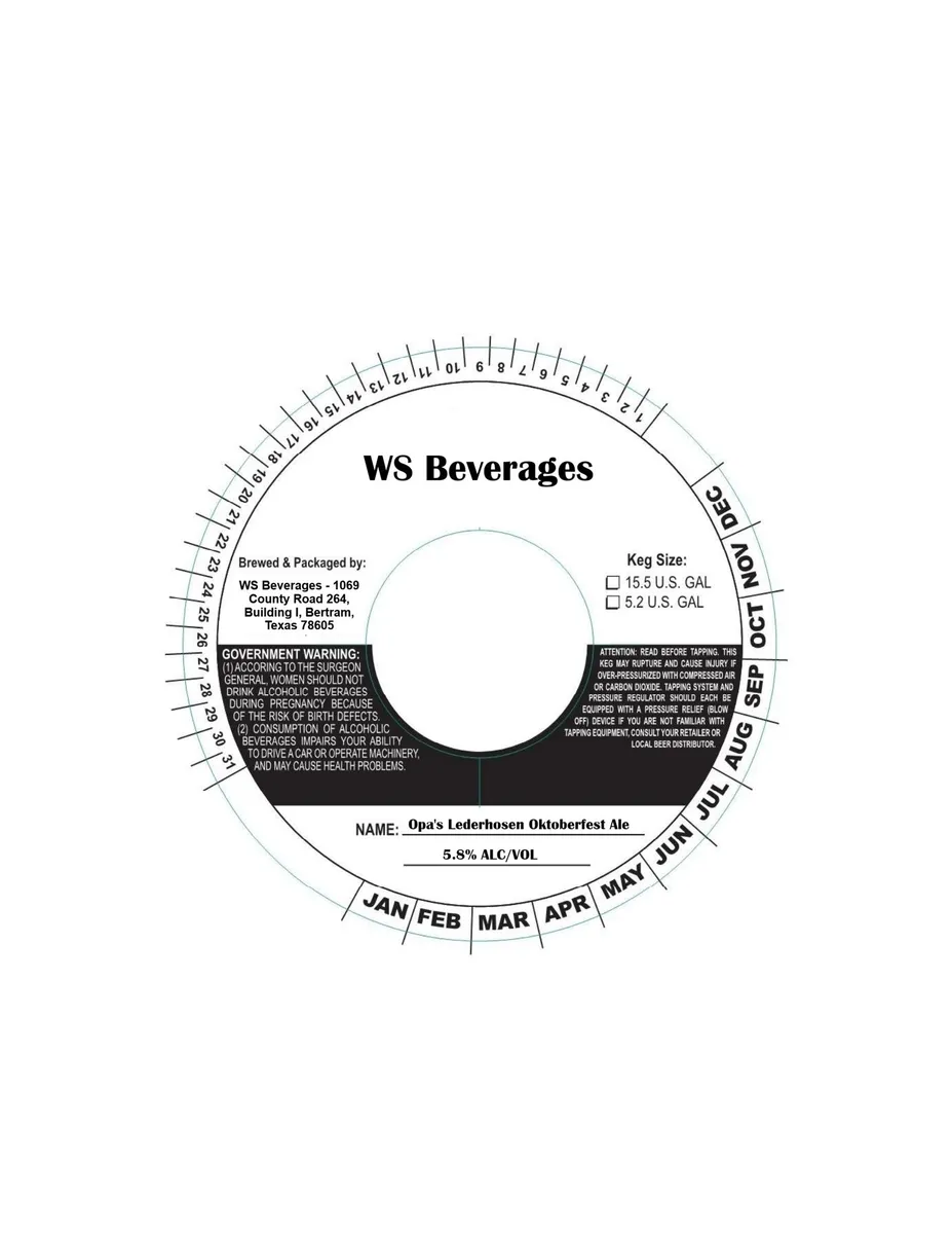 Opa's Lederhosen Oktoberfest Ale — full label as filed with TTB