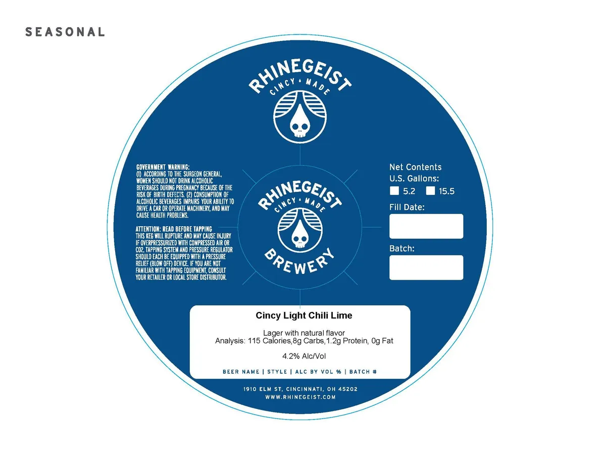 Cincy Light Chili Lime — full label as filed with TTB