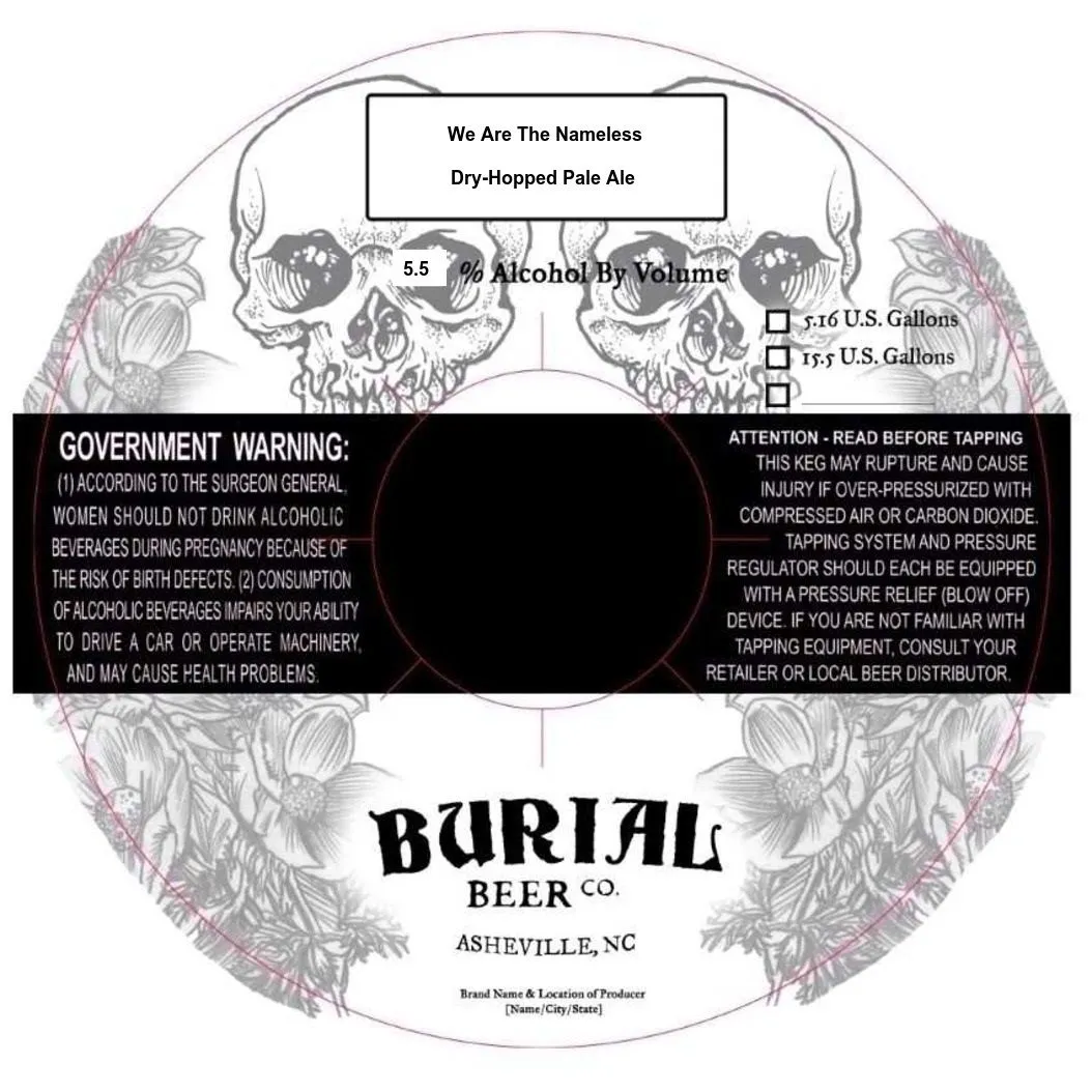 We Are The Nameless — full label as filed with TTB