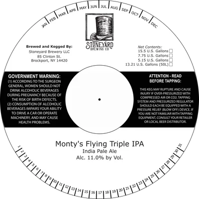 Monty's Flying Triple IPA label