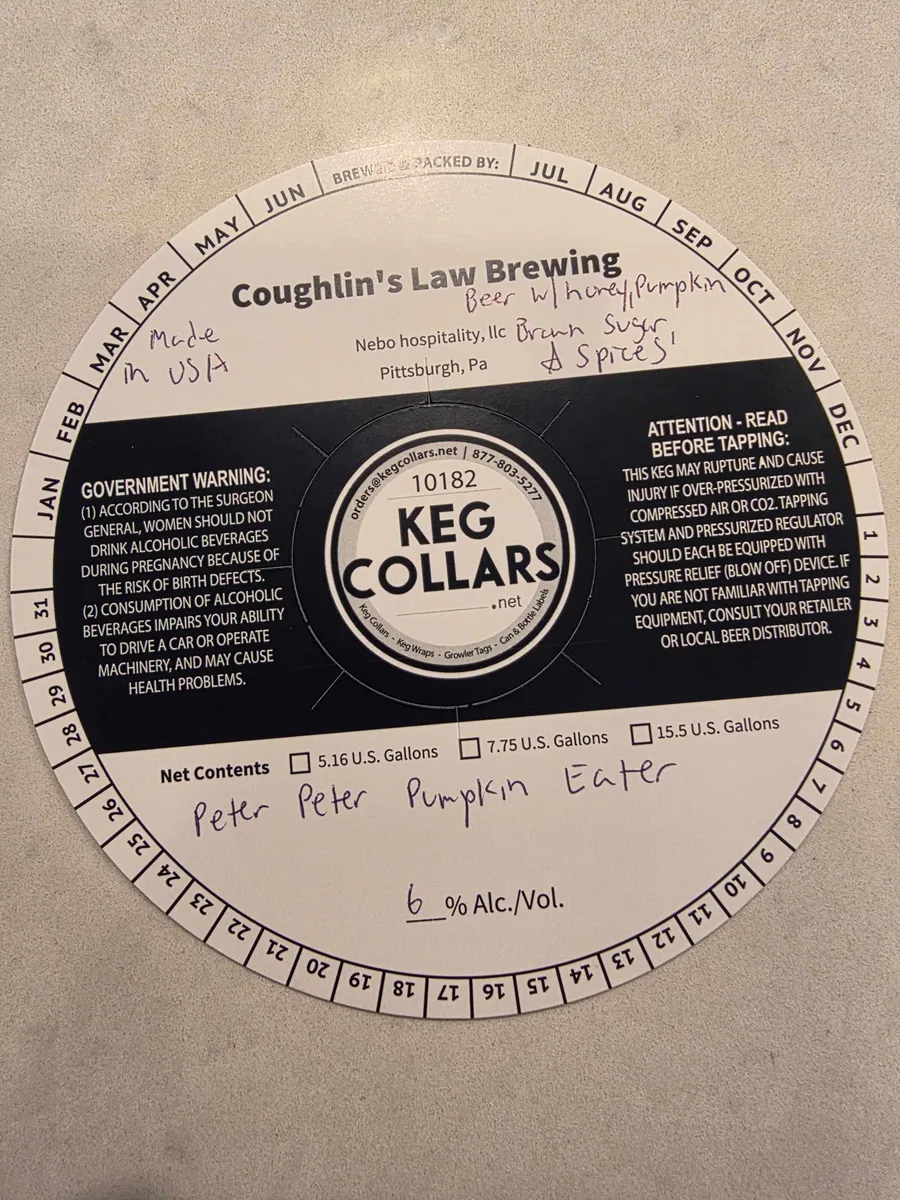 Peter Peter Pumpkin Eater — full label as filed with TTB