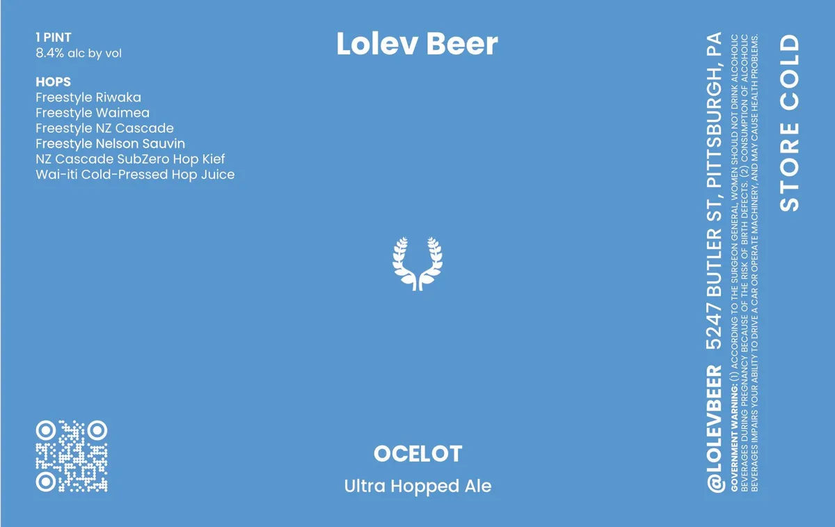 Ocelot — full label as filed with TTB