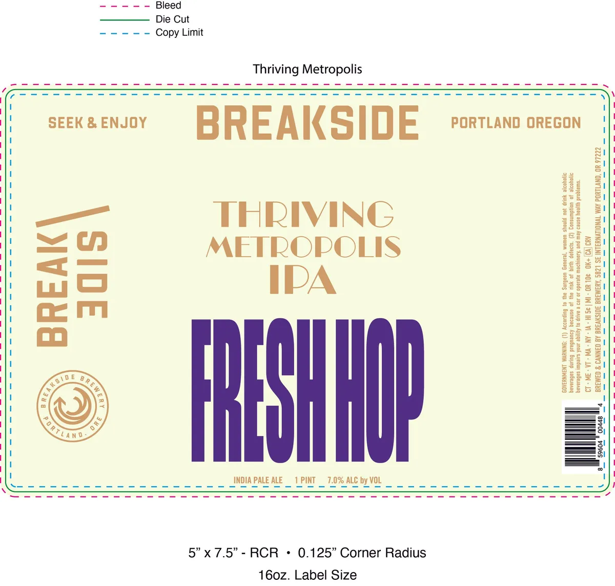 Thriving Metropolis Fresh Hop IPA — full label as filed with TTB
