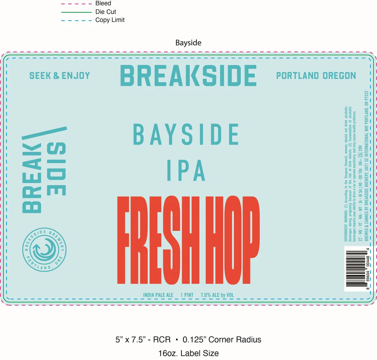 Fresh Hop Bayside IPA — full label as filed with TTB