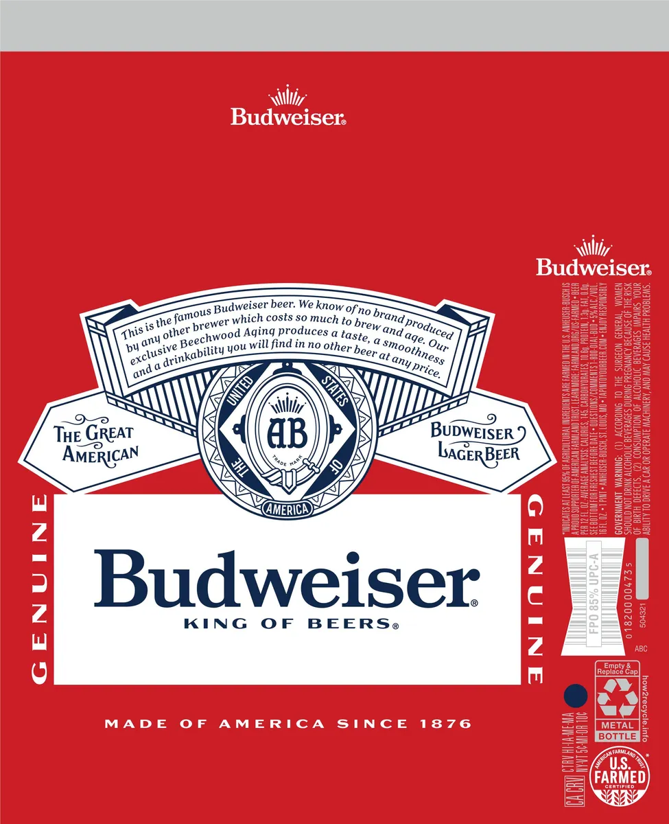 Budweiser — full label as filed with TTB