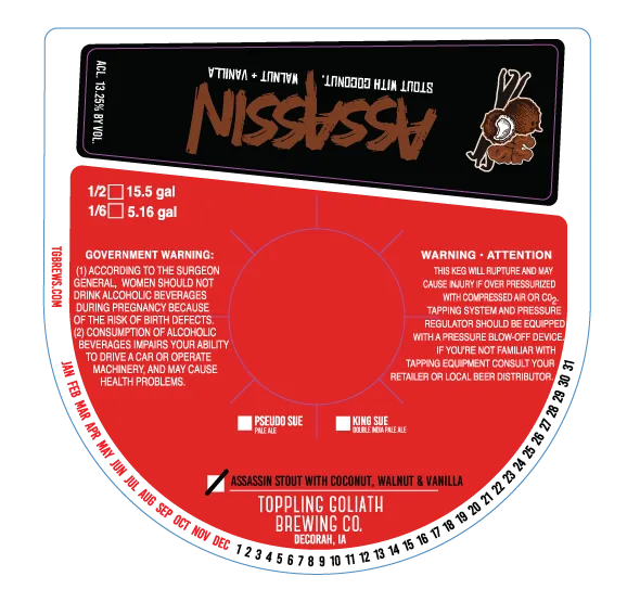 Assassin Coconut, Walnut & Vanilla — full label as filed with TTB