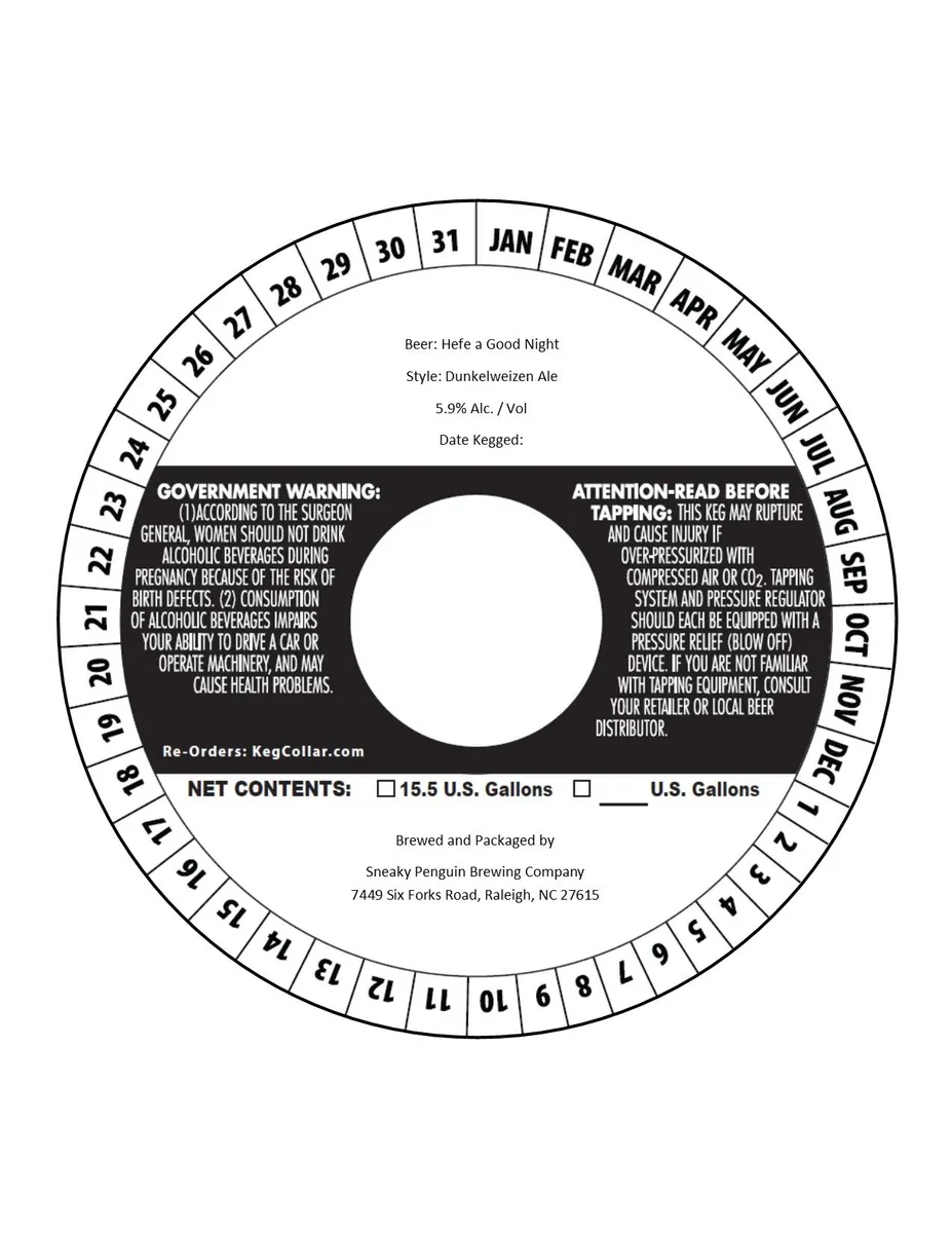Hefe a Good Night — full label as filed with TTB