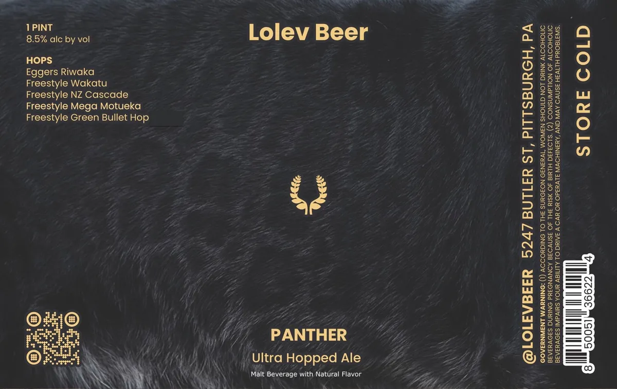 Panther — full label as filed with TTB