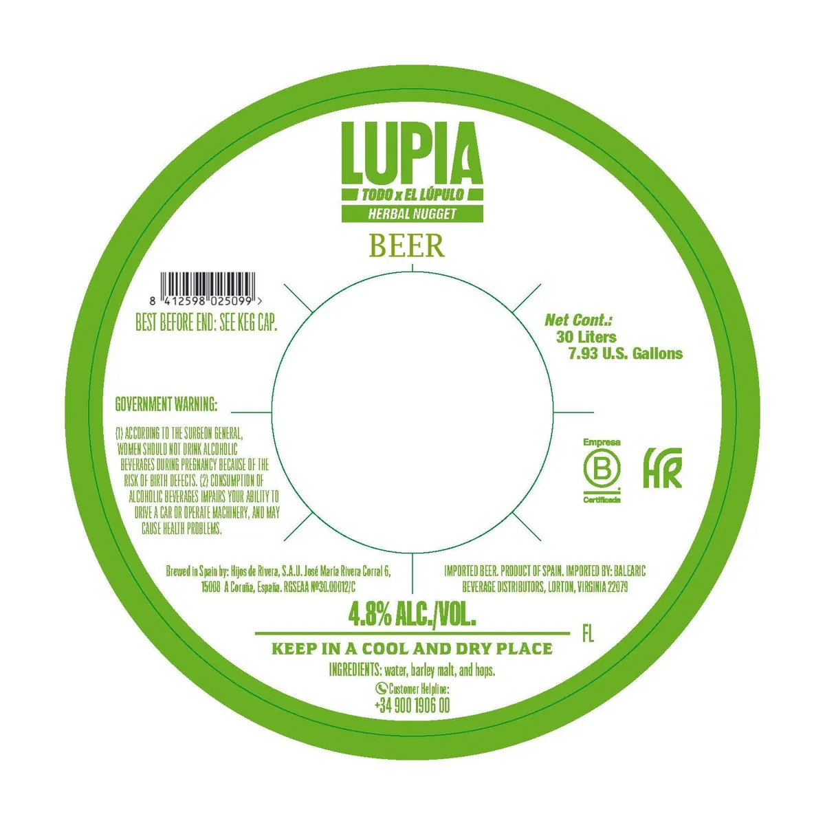 Lupia Herbal Nugget — full label as filed with TTB