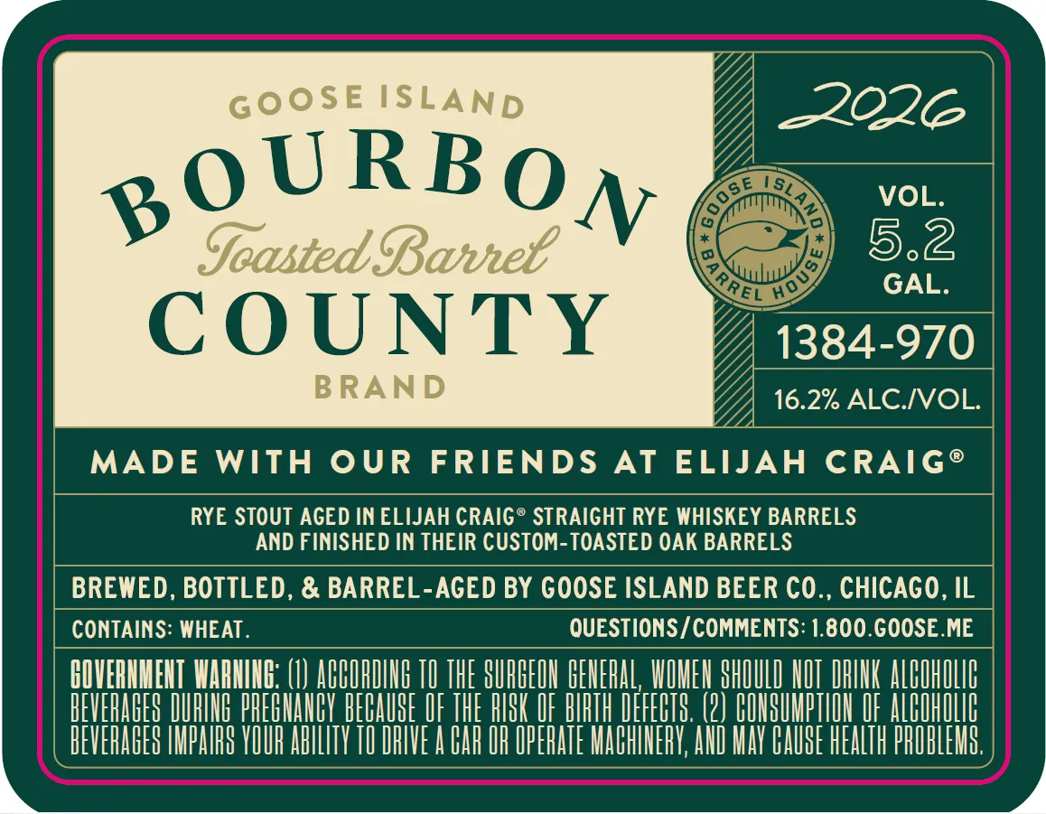 Bourbon County Brand Toasted Barrel Rye Stout — full label as filed with TTB