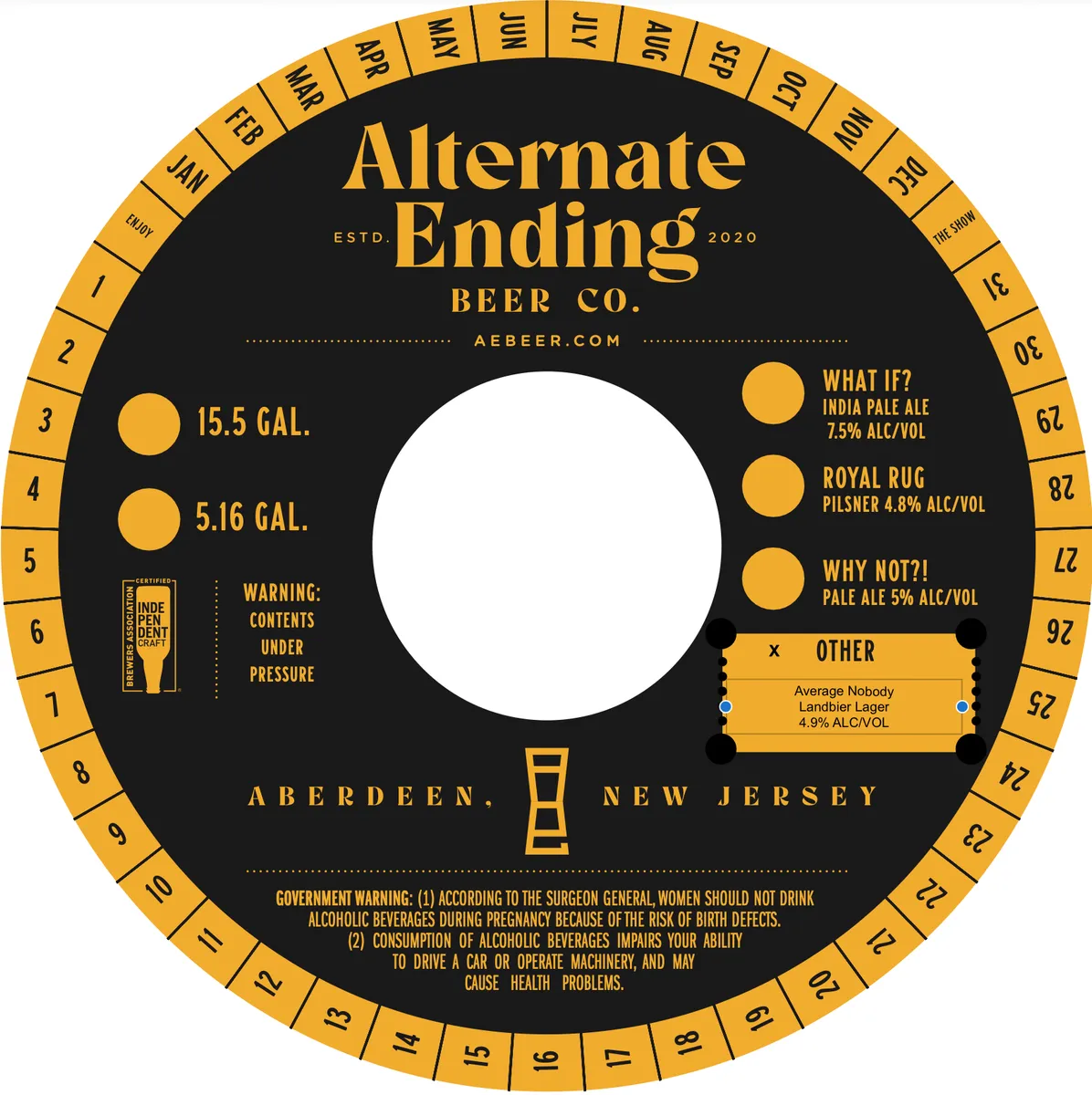 Average Nobody — full label as filed with TTB