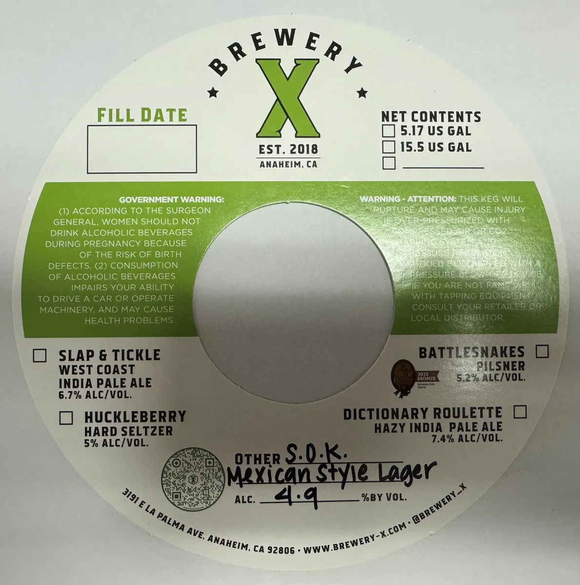 S.O.K. — full label as filed with TTB