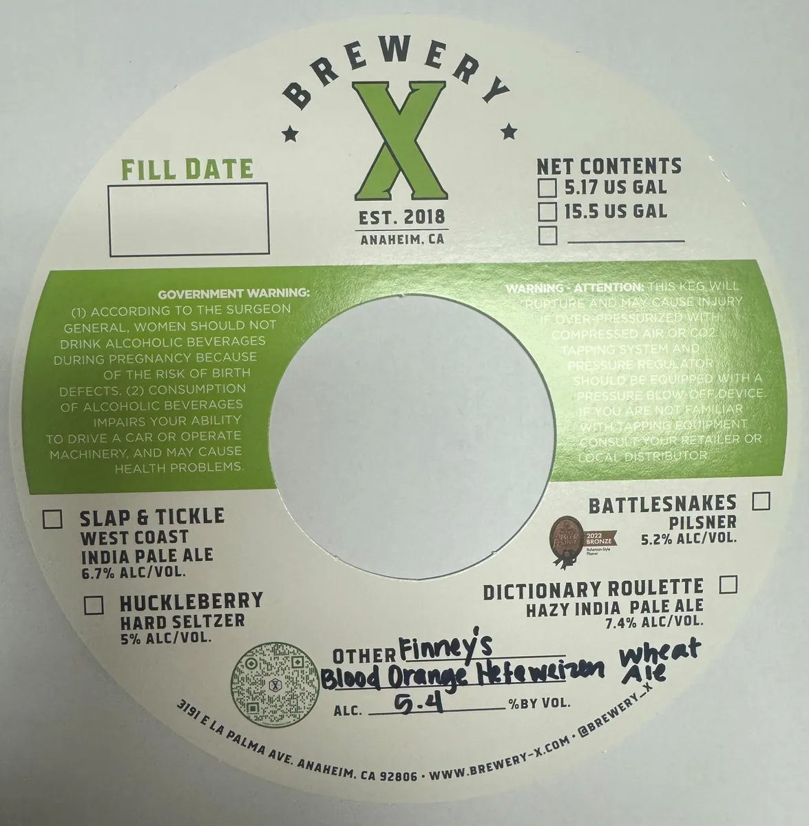 Finney's Blood Orange Hefeweizen — full label as filed with TTB