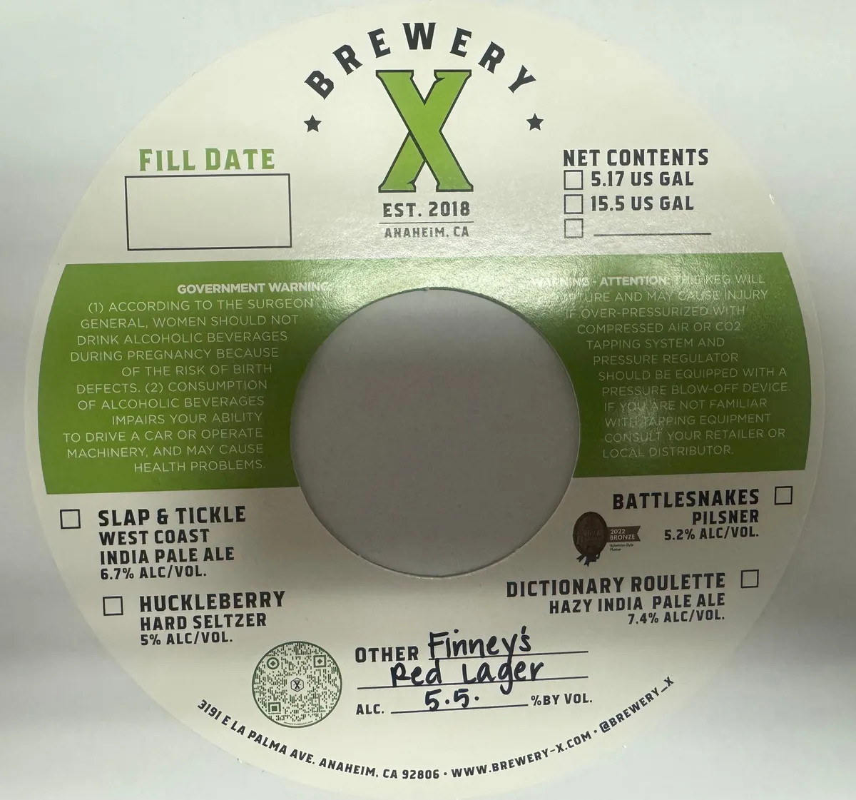 Finney's Red Lager — full label as filed with TTB