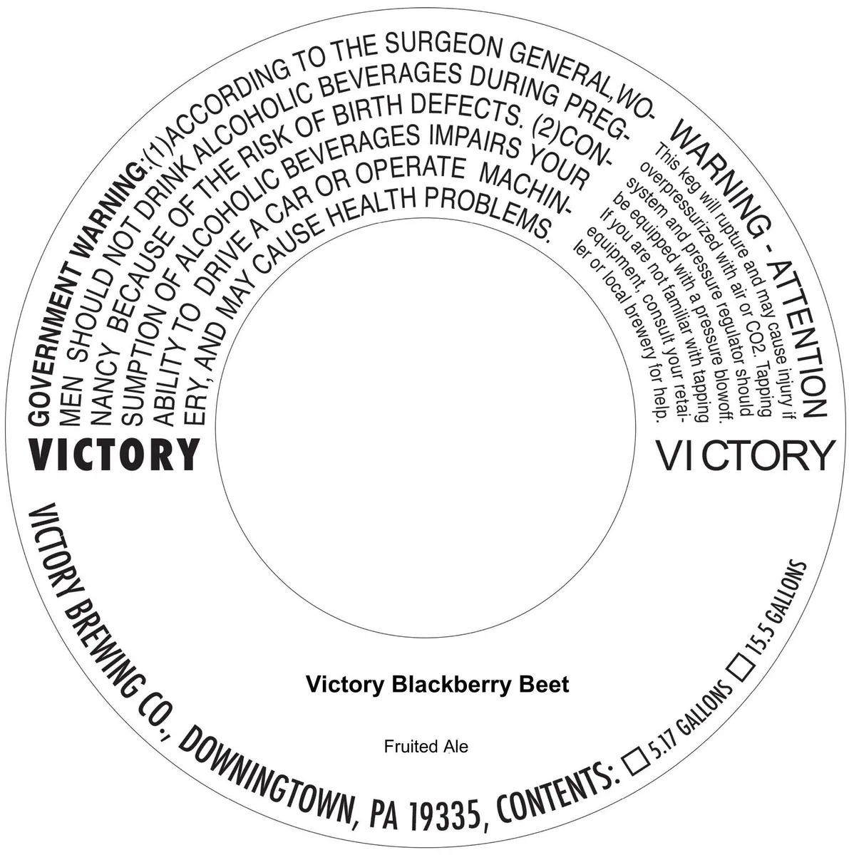 Victory Blackberry Beet — full label as filed with TTB