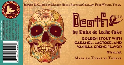 Death by Dulce de Leche Cake label