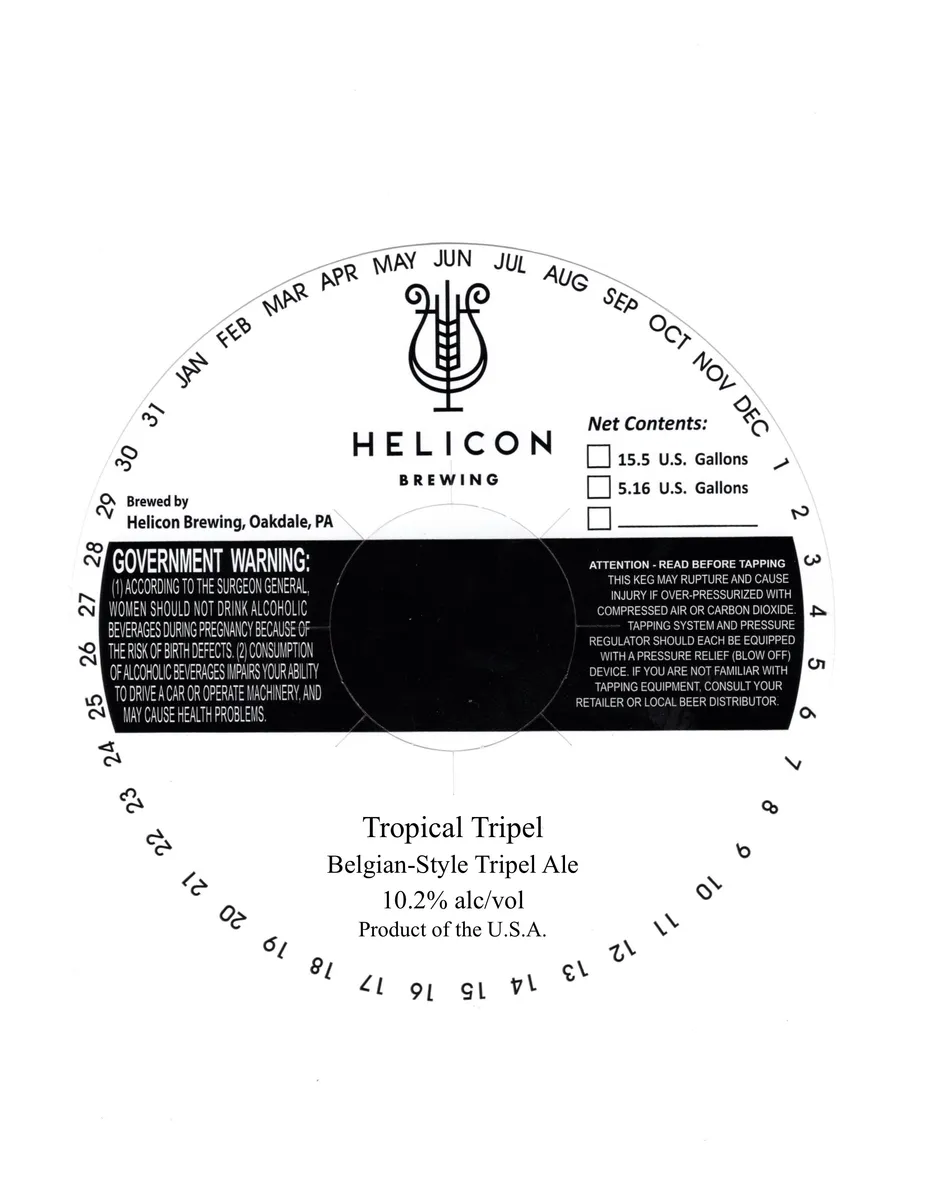 Tropical Tripel — full label as filed with TTB