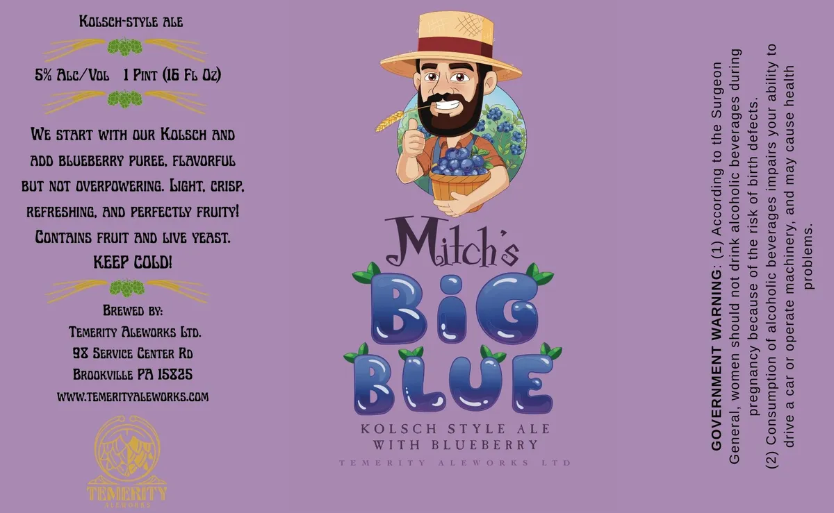 Mitch's Big Blue — full label as filed with TTB