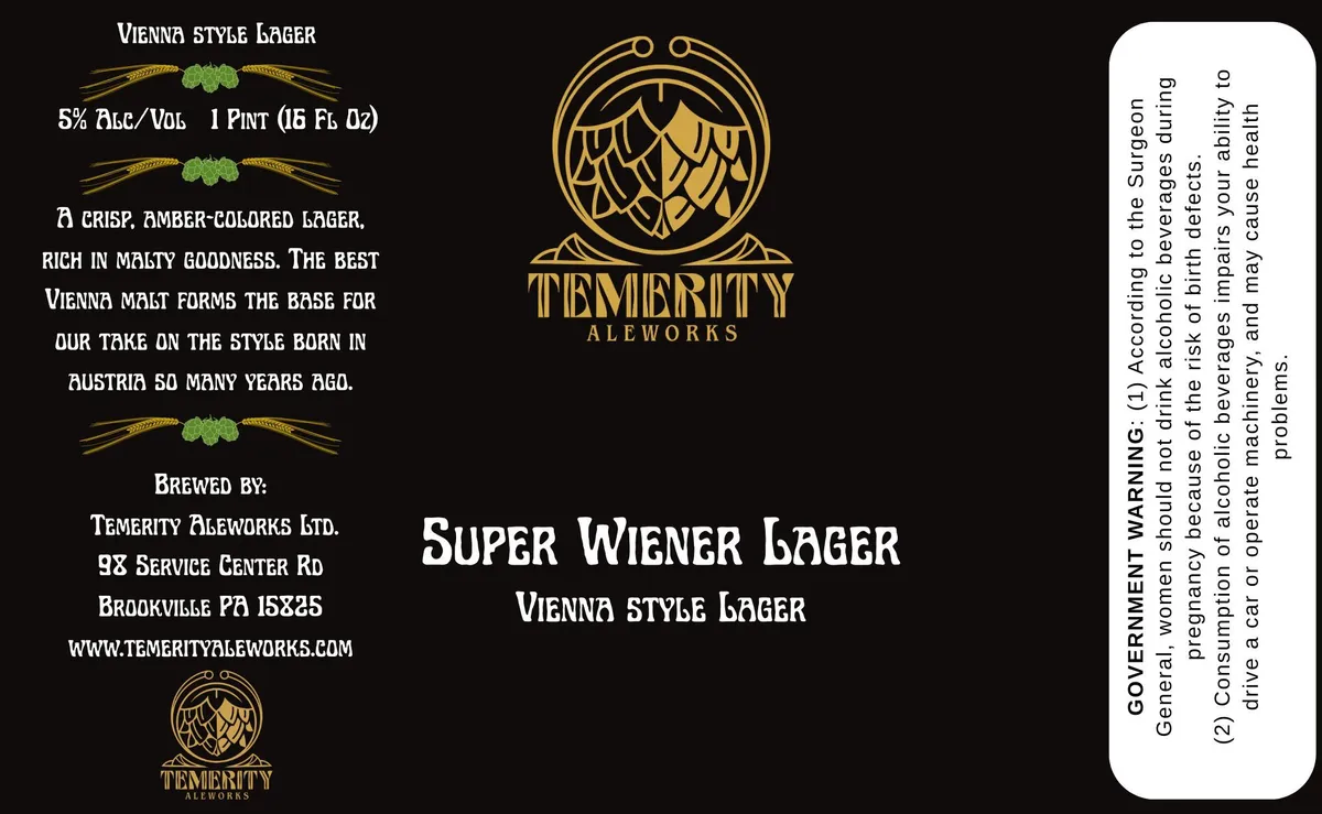 Super Wiener Lager — full label as filed with TTB