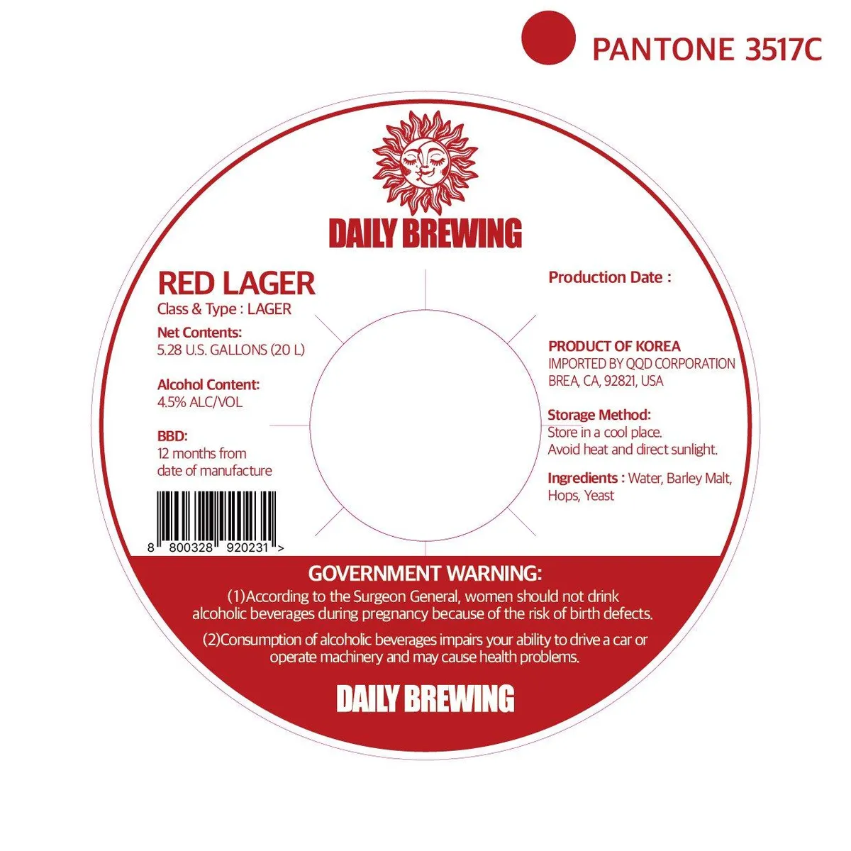 Red Lager — full label as filed with TTB