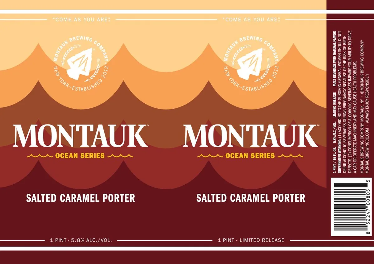 Ocean Series Salted Caramel Porter label art — MONTUAK BREWING COMPANY