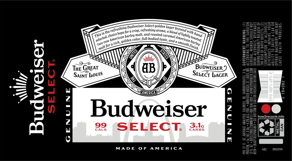 Budweiser Select — full label as filed with TTB