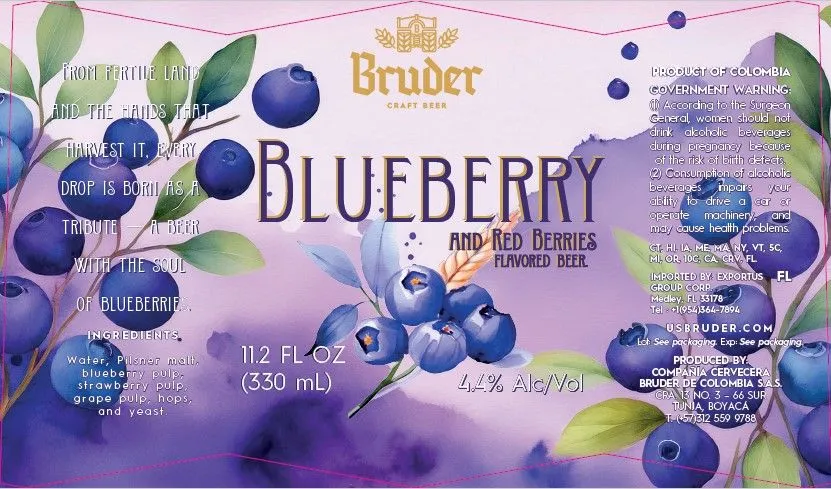 Bruder Blueberry and Red Berries — full label as filed with TTB