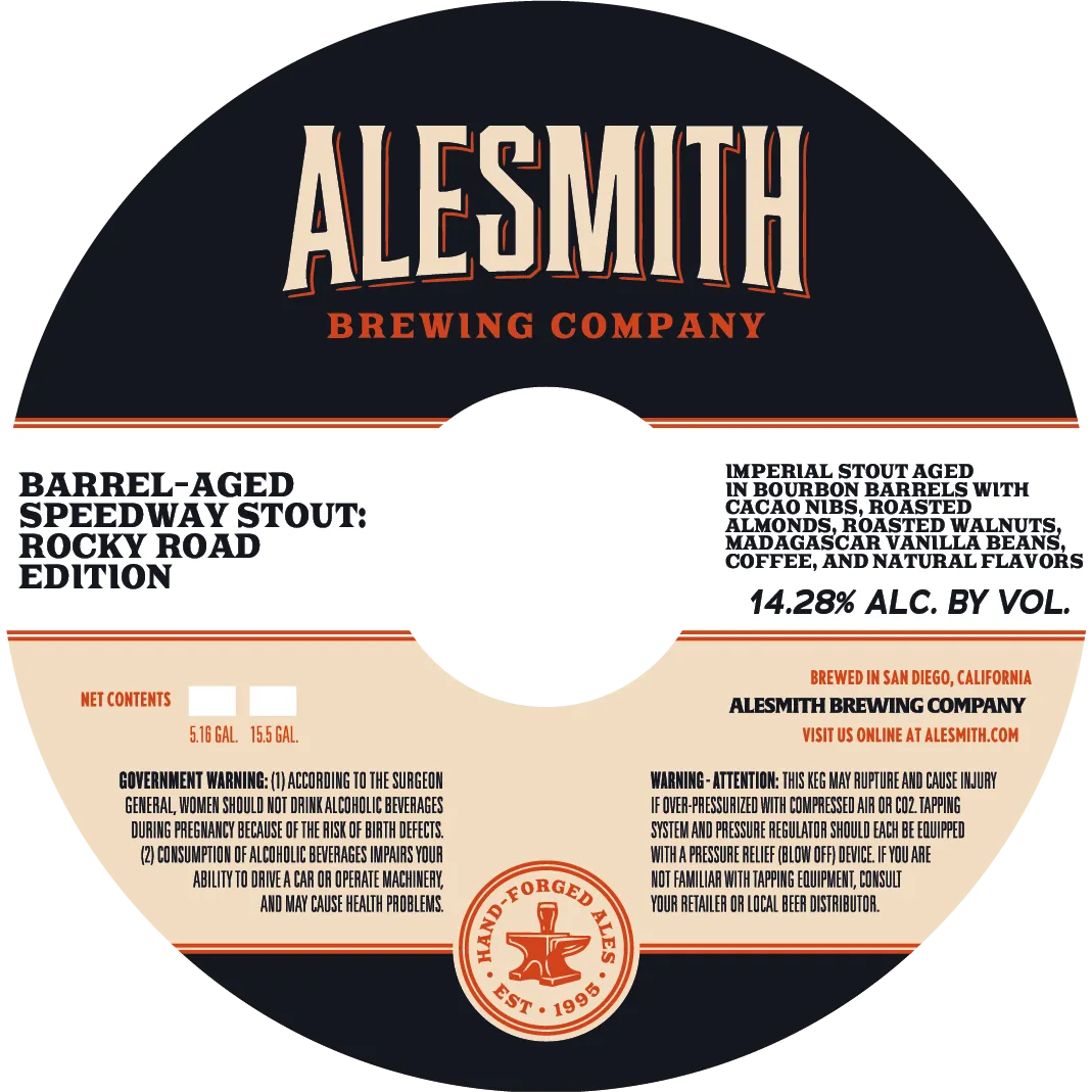 Barrel-Aged Speedway Stout: Rocky Road Edition — full label as filed with TTB