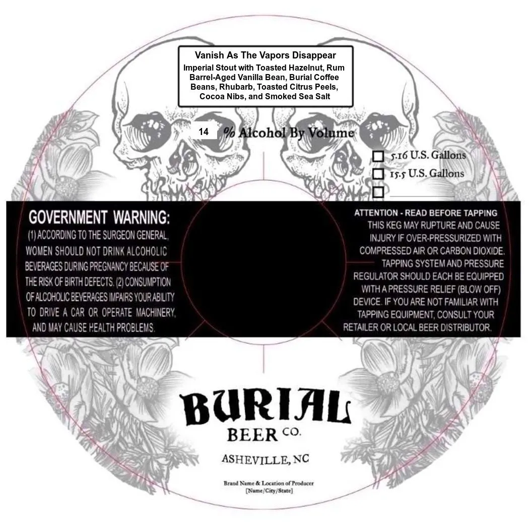 Vanish As The Vapors Disappear — full label as filed with TTB