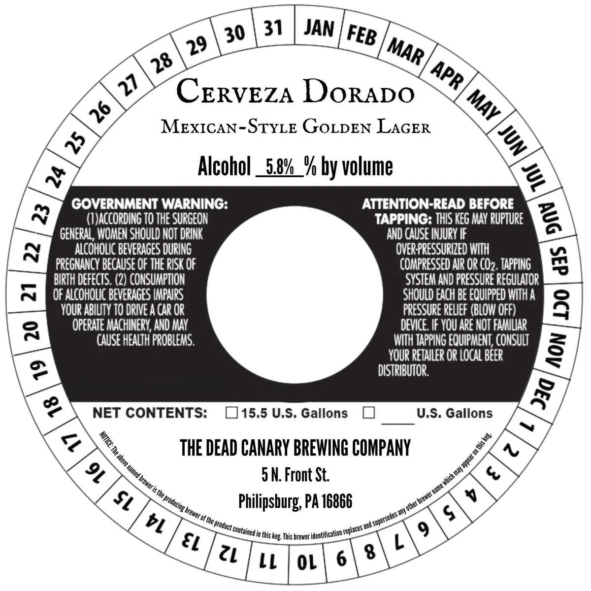 Cerveza Dorado — full label as filed with TTB