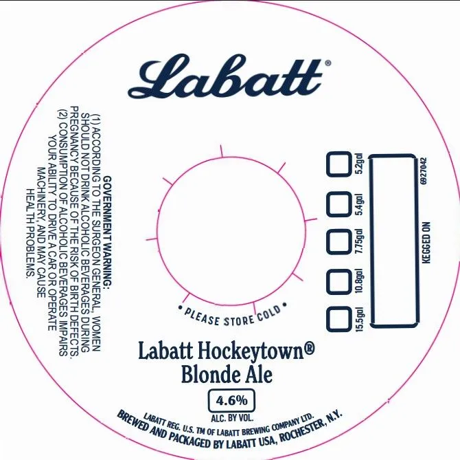 Labatt Hockeytown Blonde Ale — full label as filed with TTB