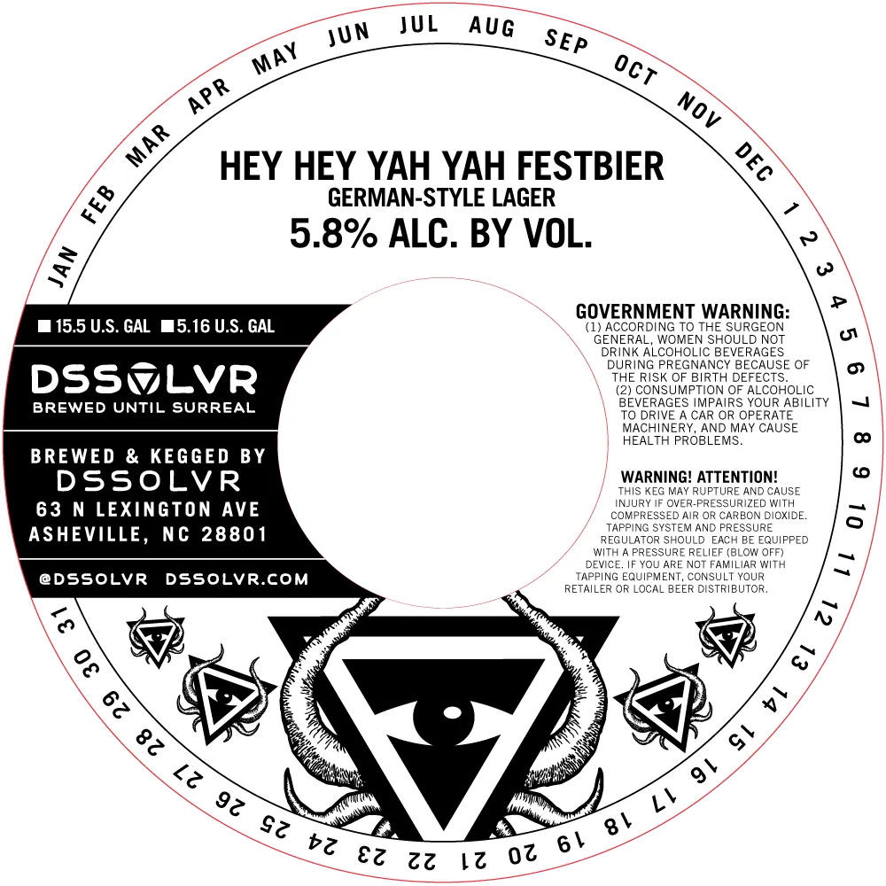 Hey Hey Yah Yah Festbier — full label as filed with TTB