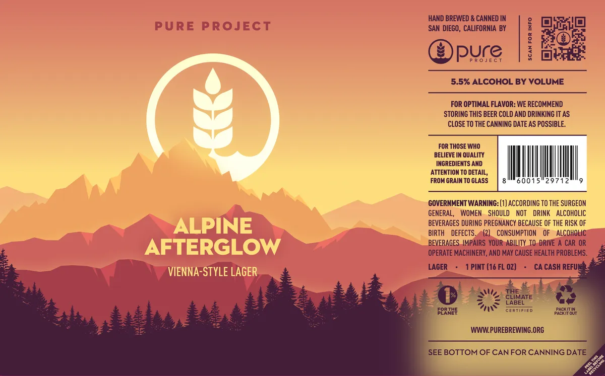 Alpine Afterglow — full label as filed with TTB