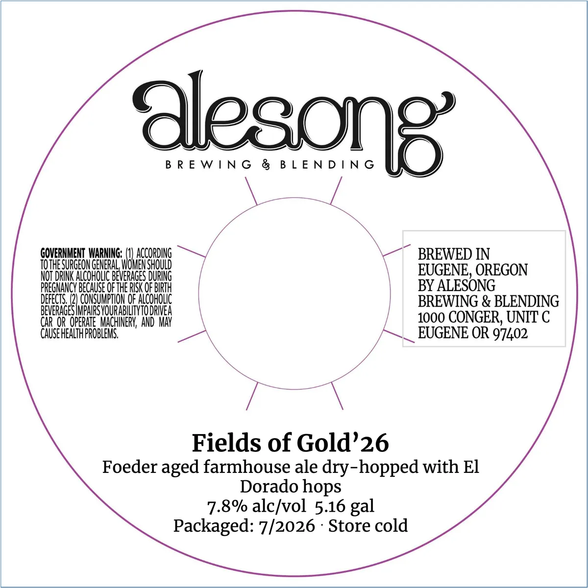 Fields of Gold '26 — full label as filed with TTB