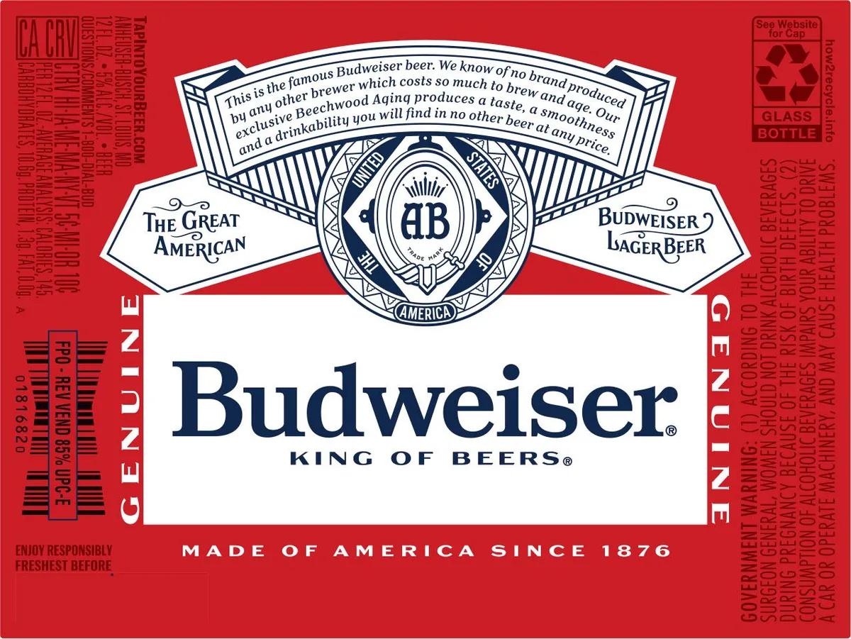 Budweiser — full label as filed with TTB