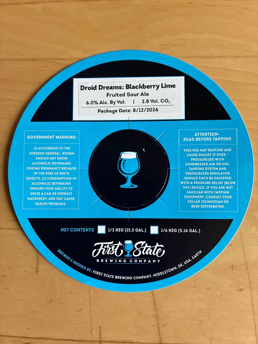 Droid Dreams: Blackberry Lime — full label as filed with TTB