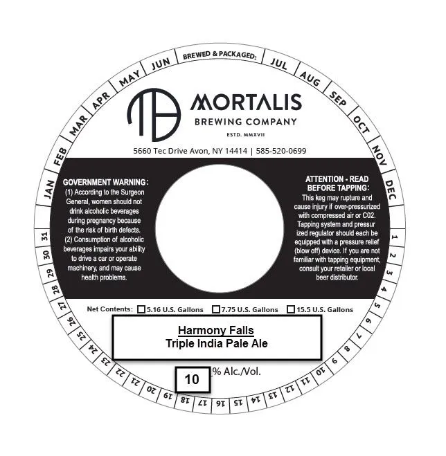 Harmony Falls — full label as filed with TTB